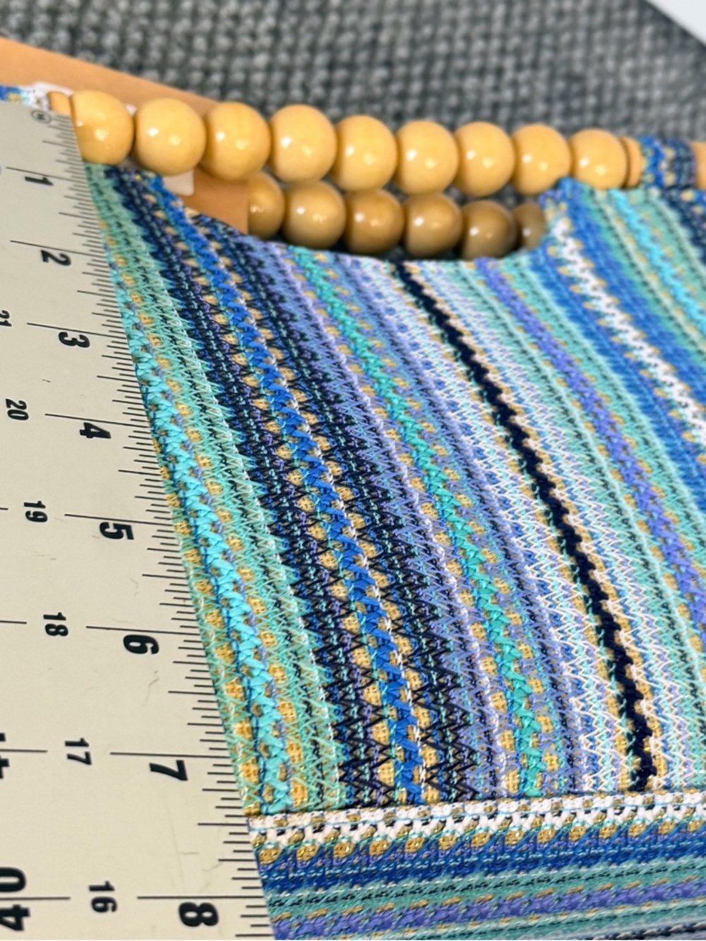 Savannah Blue & Aqua Striped Beaded-Handle Clutch - Picture 7 of 9